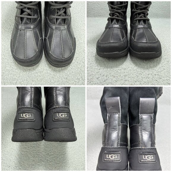 UGG Boots Kids 3 Shoes Black Butte II Waterproof Tall Shearling Winter Unisex - Picture 10 of 12